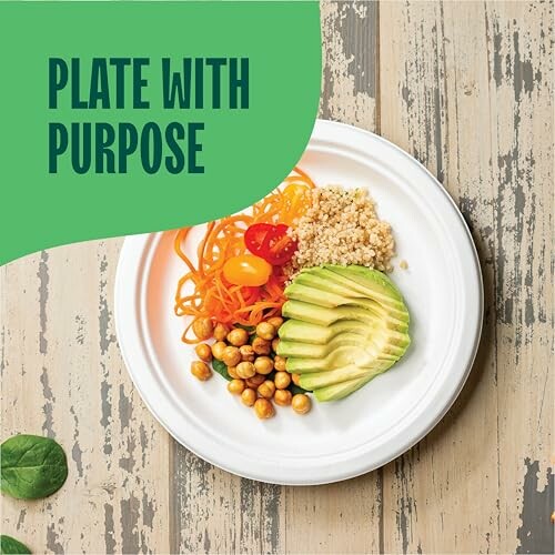 Plate with quinoa, avocado, chickpeas, and carrots.